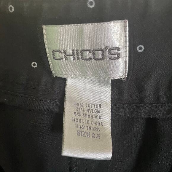 Chico's Black Capri Pants White Circle Pattern Casual Pant Chicos Size 2.5 US 14 - Picture 2 of 7